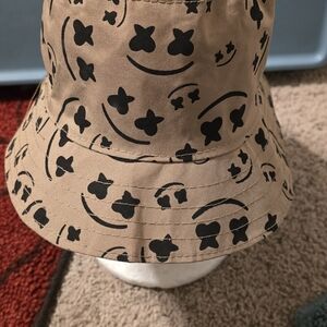 New Tan Bucket Hat with Black Pattern